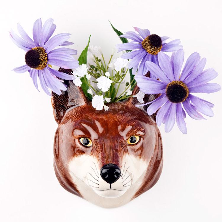 壁掛け 花瓶 キツネ 狐 Fox Wall Vase プレゼント クエイル 