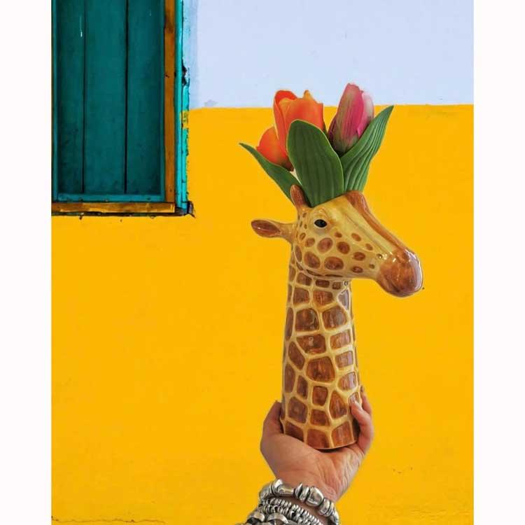 花瓶 キリン きりん おしゃれ 可愛い 陶器 大きい 動物 アニマル