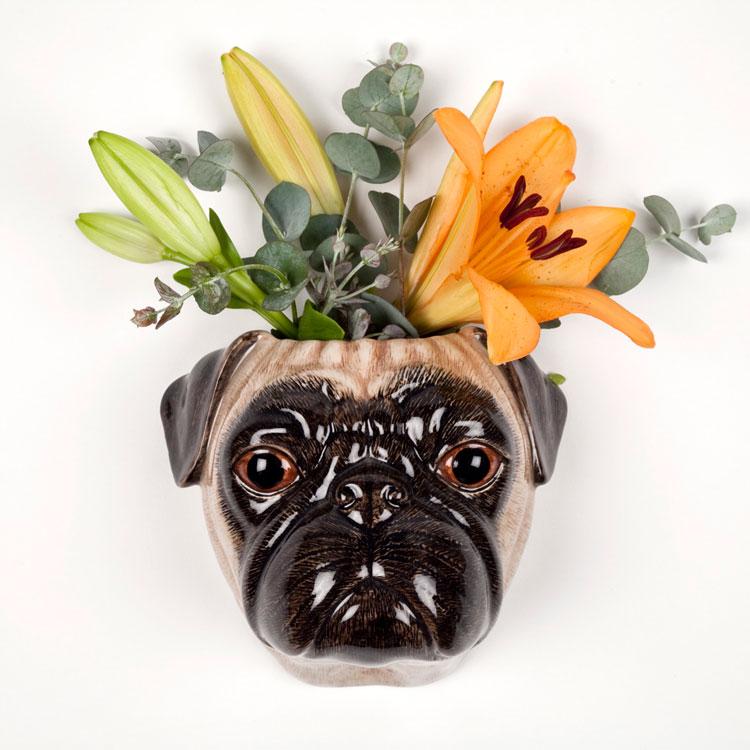 壁掛け 花瓶 パグ 犬 フォーン Pug Fawn Wall Vase プレゼント ク