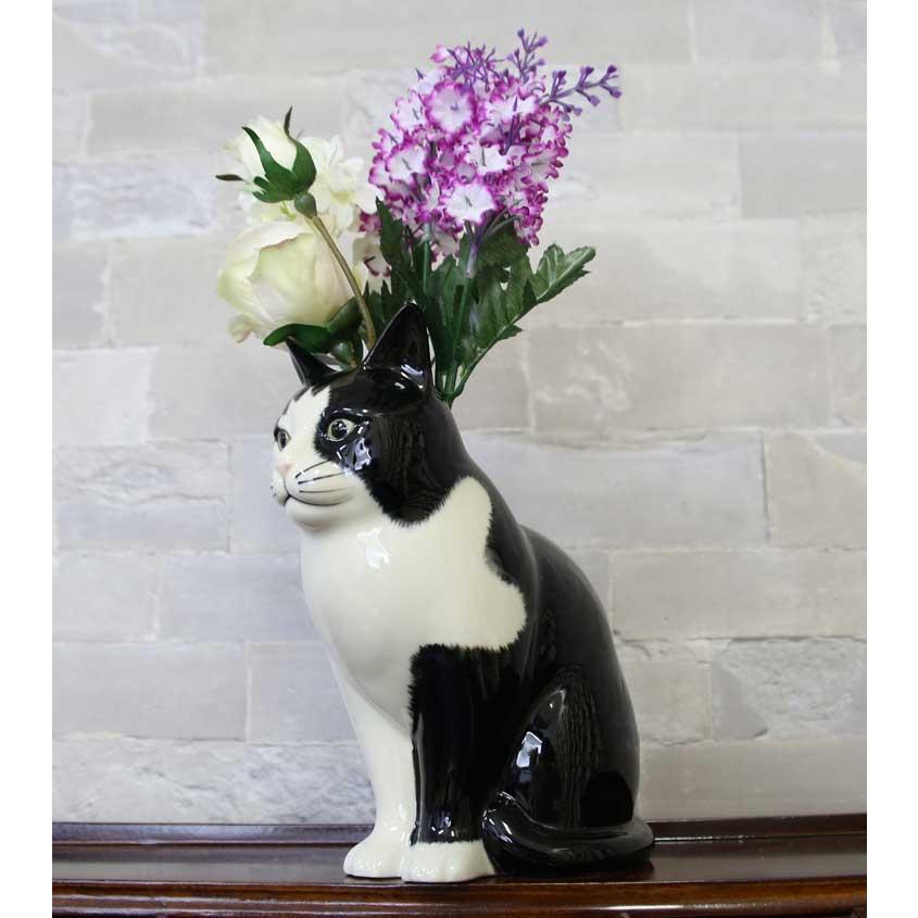 花瓶 猫 白黒 ハチワレ おしゃれ 可愛い 陶器 大きい 動物