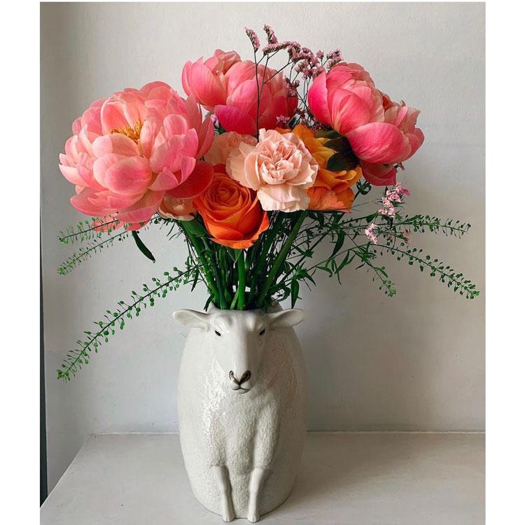 花瓶 小物入れ グリーン　羊　ひつじ　陶器 cci-161-5n.jpg