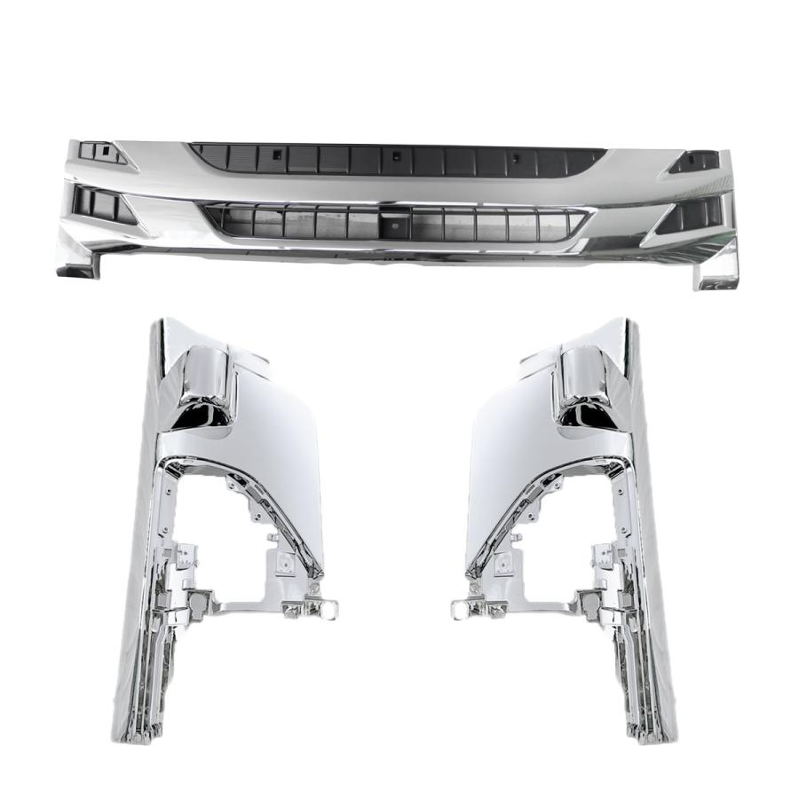 07 エルフ ワイド メッキ フロント バンパー+グリル+コーナーパネル