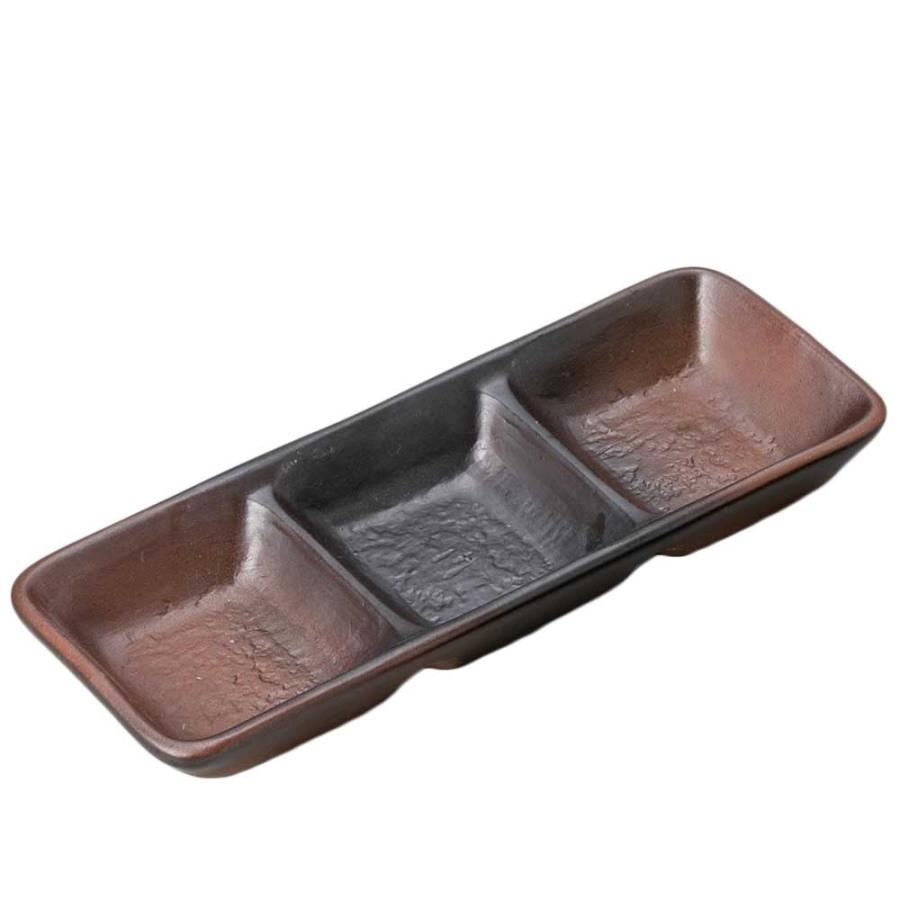 食器 仕切皿/ 黒彩3品盛（小） /薬味皿 焼き肉用 焼肉用 タレ皿 蕎麦用