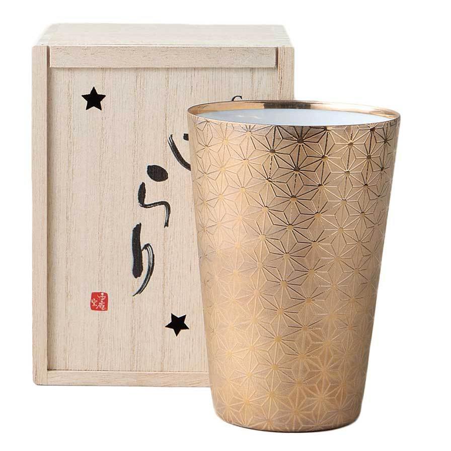 ラッピング無料 ギフト/ きらり　うすはりタンブラー麻の葉（金） /贈り物 プレゼント 敬老の日　新築祝い 引き出物 母の日 父の日