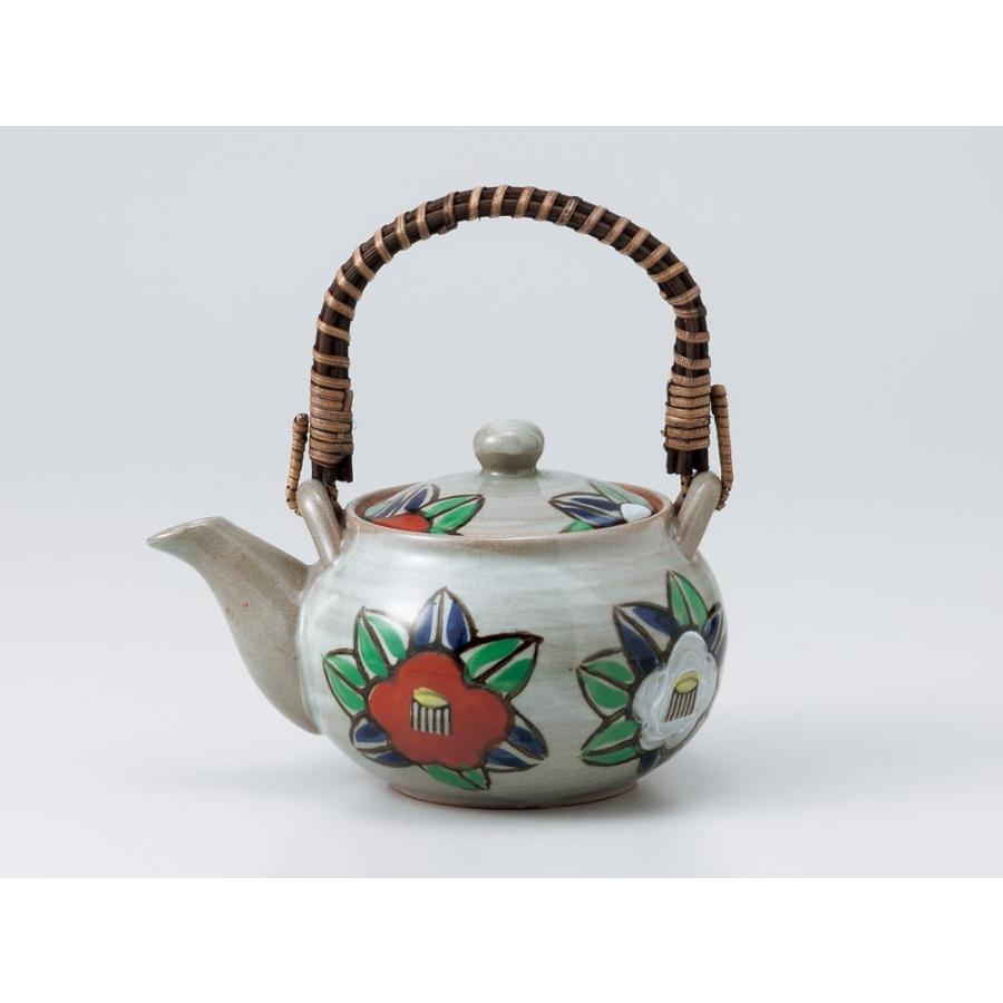 土瓶 どびん 急須 業務用 家庭用/ 染錦椿（中）土瓶 /お茶 日本茶 緑茶