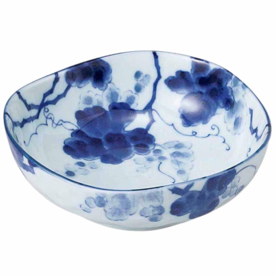 未使用品　復刻　切子浪漫　小付鉢　小付　エーデル　青 和食器 小鉢 小付/ 藍染ぶどう三角3.5鉢 /珍味鉢 陶器 業務用 家庭用