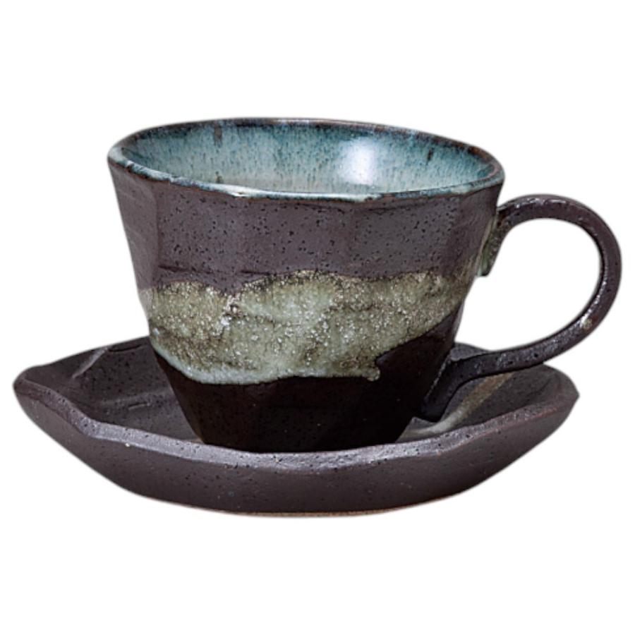 コーヒーカップ ソーサー 碗皿/ 白釉流しネジリ土物コーヒーカップ