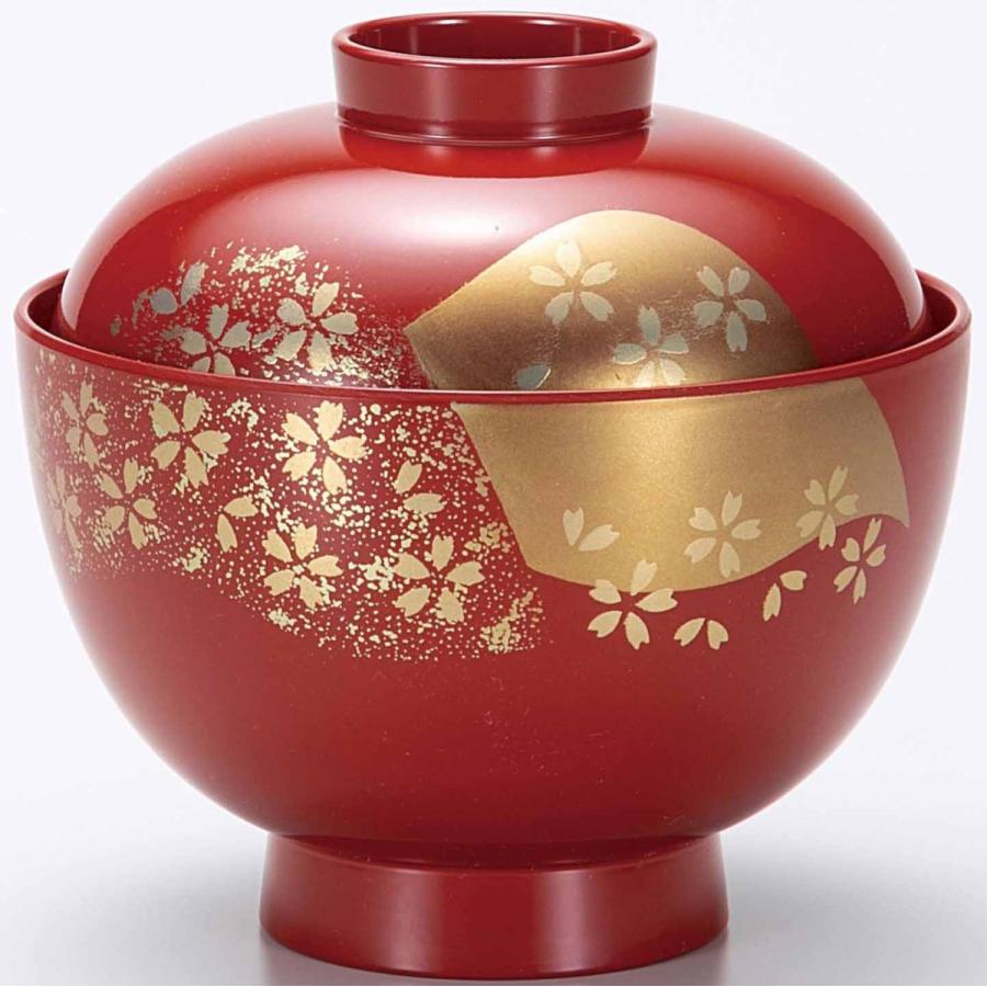 漆器 汁椀 吸い椀 吸物椀/ 朱 京風吸椀 山桜 /日常使い 気軽に使える