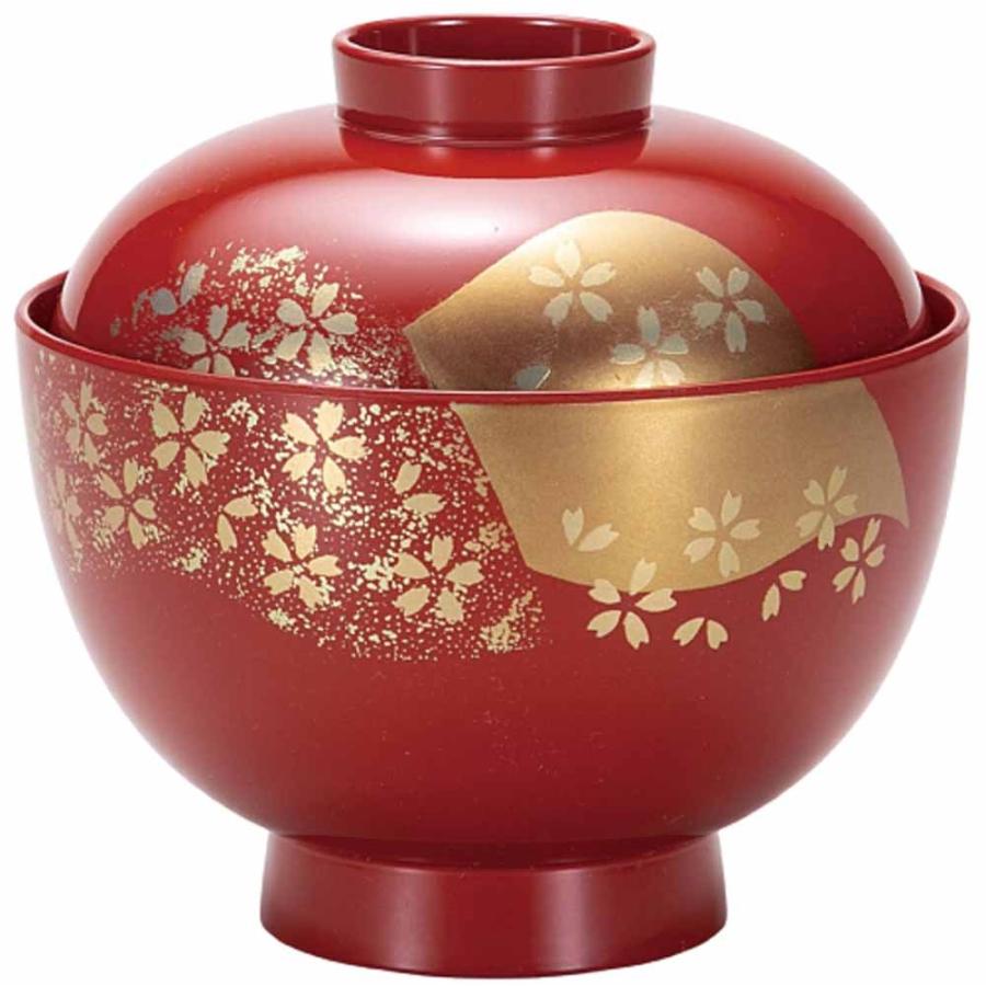 漆器 汁椀 吸い椀 吸物椀/ 朱 京風吸椀 山桜 /日常使い 気軽に使える