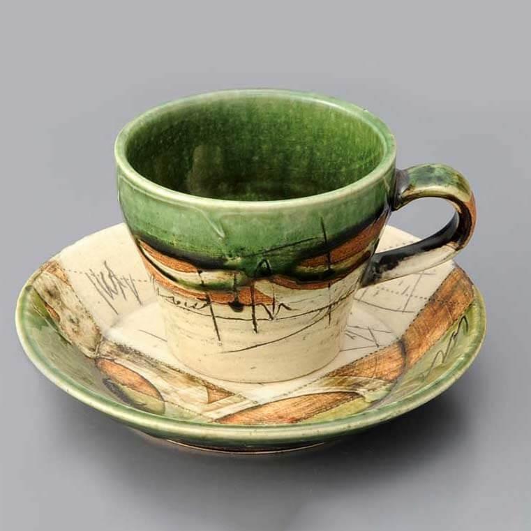 美術品・アンティーク・コレクション 和モダン 陶芸カップ 6客 手描き