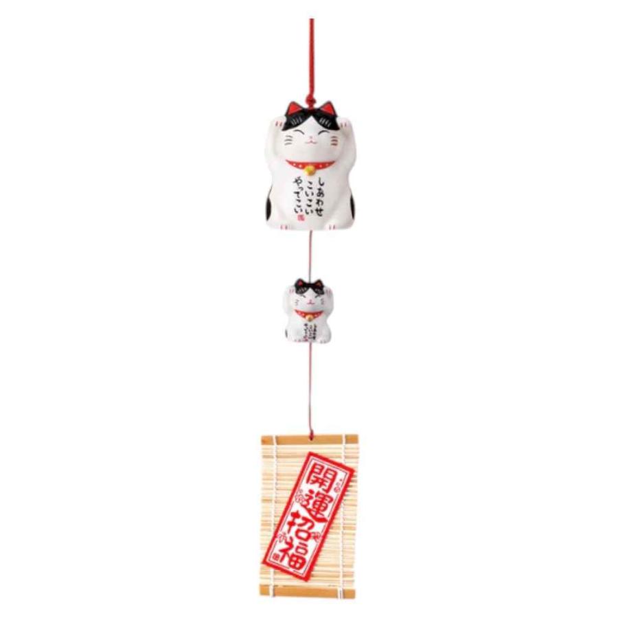 風鈴 陶器/ 幸せこいこい猫風鈴（ぶち） /祭り 縁日 クールビズ : 美濃