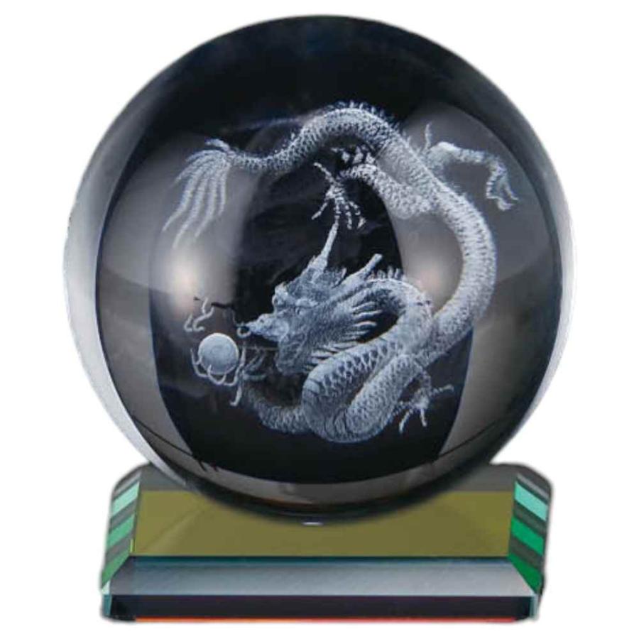 ドラゴン 3Dレーザー彫 縁起物 ガラス 置物/ 風水 神龍クリスタル