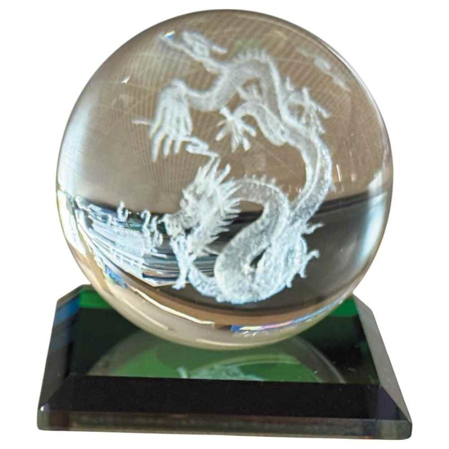 ドラゴン 3Dレーザー彫 縁起物 ガラス 置物/ 風水 神龍クリスタル