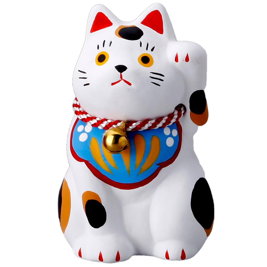開運 縁起物 白猫 猫の置物 岐阜 美濃の焼き物 福猫 鈴/ 民芸 開運 縁起物 白猫 猫の置物 岐阜 美濃の焼き物 福猫 鈴/ 民芸