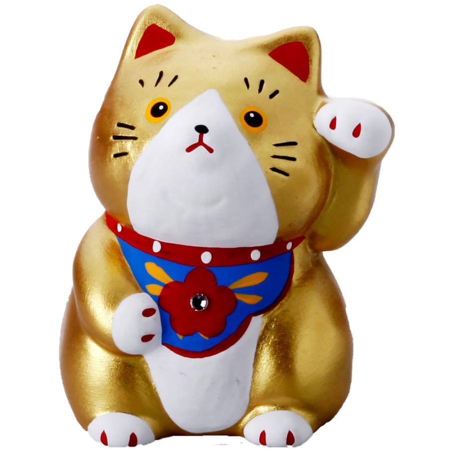 開運 縁起物 金猫 猫の置物 岐阜 美濃の焼き物 福猫 / 民芸招き猫・金