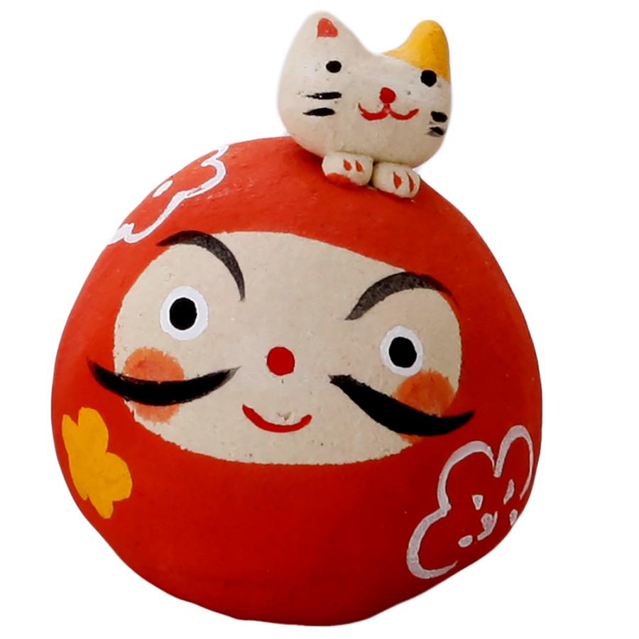 小豆工房 だるま猫 ネコ 飾ってかわいい だるま 赤達磨と猫 金運 商売繁盛 猫 幸運 開運 Ch K4679 美濃のちゃわん屋さん 古林恩羅院 通販 Yahoo ショッピング