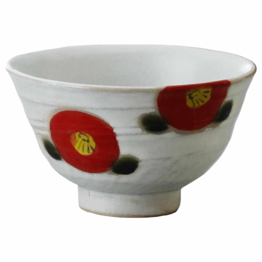 茶碗 土物 つばき/ 赤椿飯碗 /家庭用 プレゼント お花好きさんへ