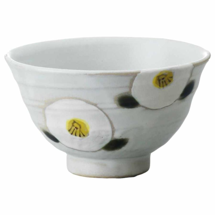 茶碗 土物 つばき/ 白椿飯碗 /家庭用 プレゼント お花好きさんへ