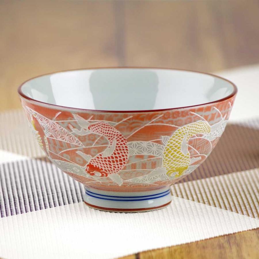 茶碗 飯碗/ 撥水 昇り鯉 中平 /滝登り 出世 縁起 純和風 : 美濃のちゃ