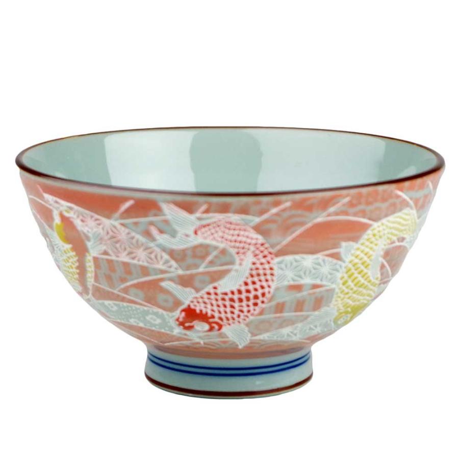 茶碗 飯碗/ 撥水 昇り鯉 中平 /滝登り 出世 縁起 純和風 : 美濃のちゃ