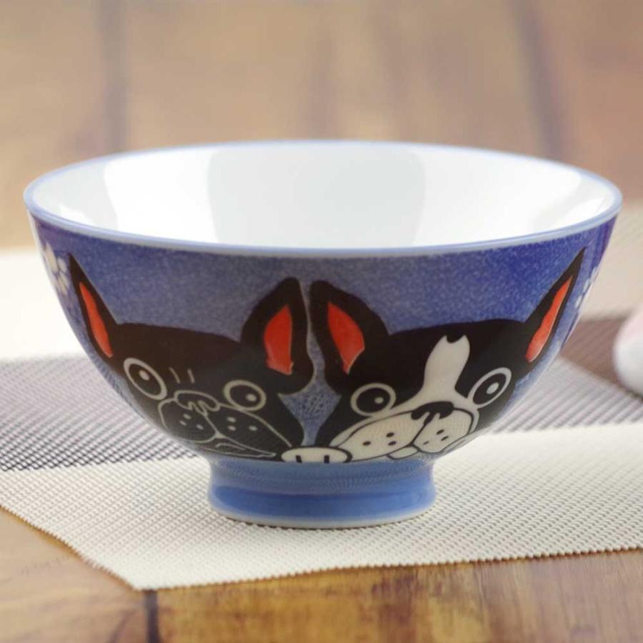 茶碗 犬 飯碗/ フレンチブルドッグ 中平 （青） /犬雑貨