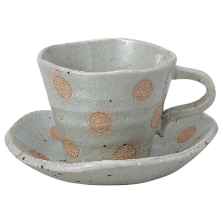 食器 珈琲碗皿 コーヒーカップ ソーサー/ 水玉土物コーヒーカップ 