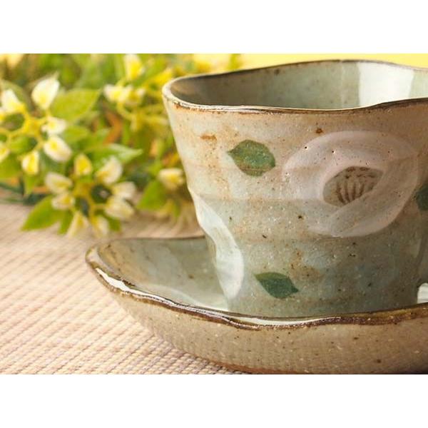 食器 珈琲碗皿 コーヒーカップ ソーサー さざんか/ 山茶花 土物