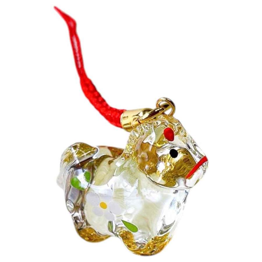 干支 午 ガラス 置物 馬 うま 2026年/ 金彩硝子根付け /粗品 販促 景品