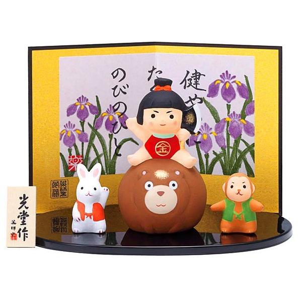 五月人形 コンパクト 陶器 小さい おとぎ話 金太郎/ 錦彩金太郎飾り /こどもの日 端午の節句 初夏 お祝い 贈り物 プレゼント（Yahoo!・美濃のちゃわん屋さん 古林恩羅院）