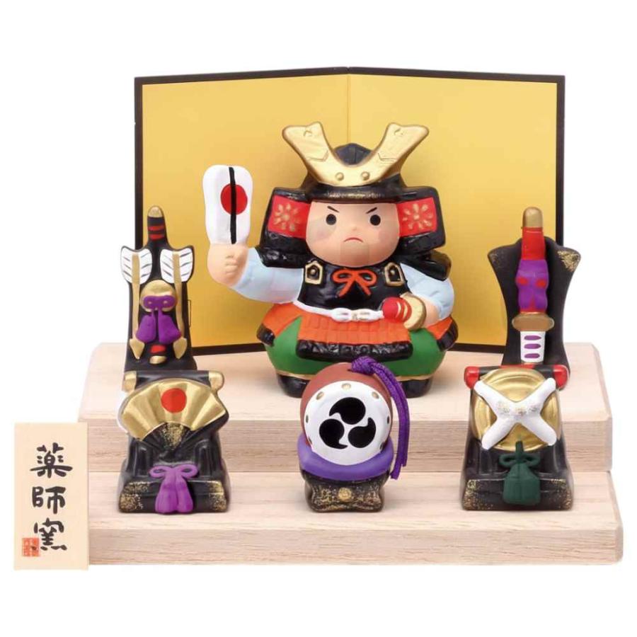 値下げ★　陶器人形　セット割　おまけ付き　HarmonyKingdom 五月人形 コンパクト 武将飾り 陶器 小さい/ 錦彩わらべ大将(平飾り