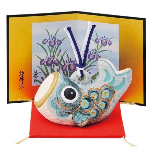 五月人形 コンパクト 陶器 小さい 鯉のぼり/ 鯉のぼり福鈴（水三彩