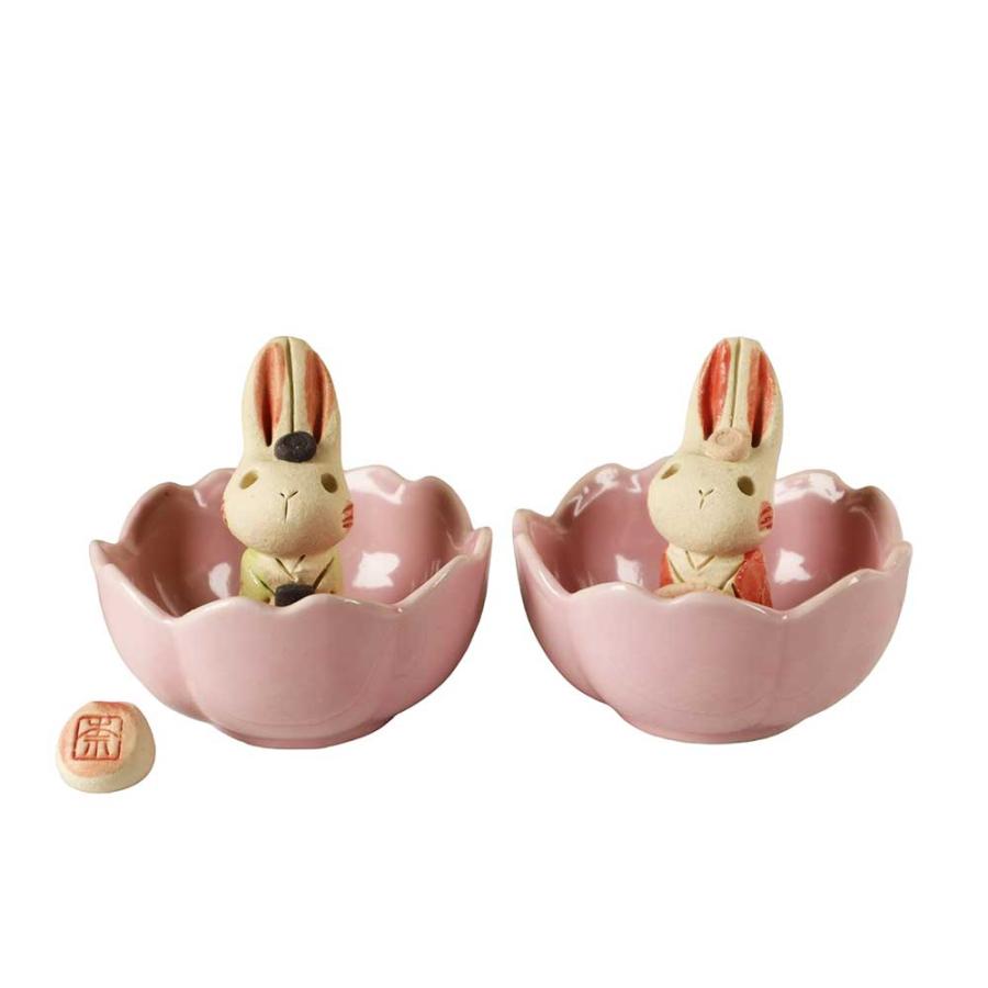 雛人形 コンパクト 陶器 小さい 可愛い ひな人形/ 桜花うさぎ雛 雛人形 コンパクト 陶器 小さい 可愛い ひな人形/ 桜花うさぎ雛