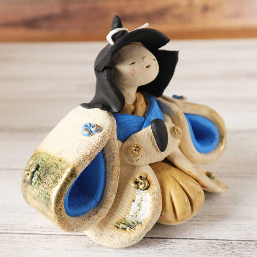雛人形 コンパクト 陶器 小さい 可愛い ひな人形/ 弥生窯作 錦彩内裏雛