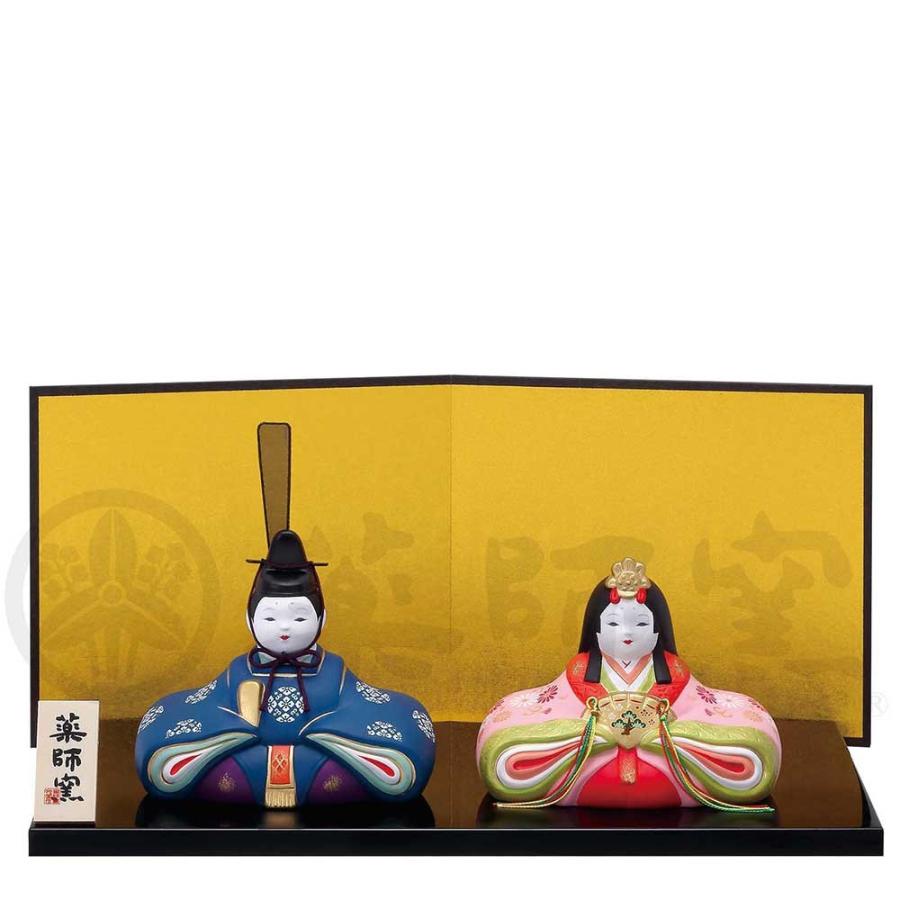 雛人形 コンパクト 錦彩うららか雛 ひな人形 雛祭 親王飾り 薬師窯