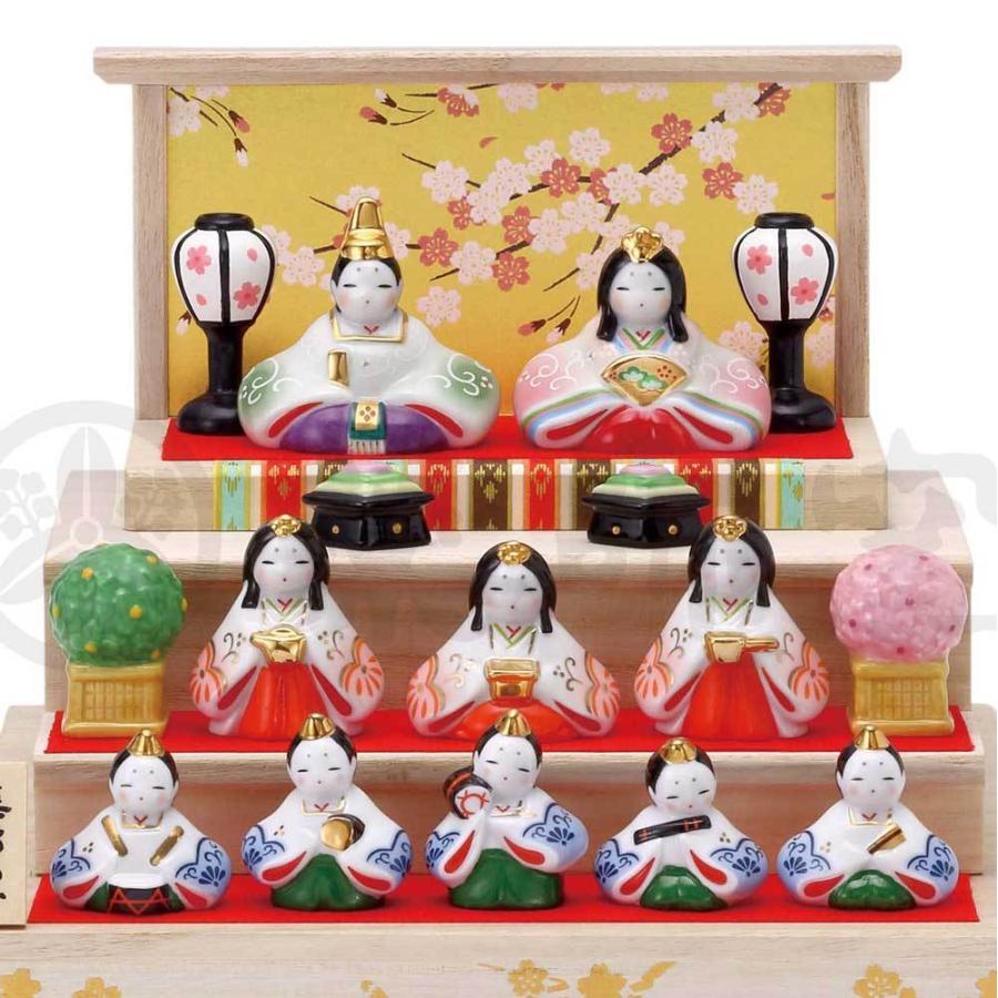 新品共箱・飾り台付き◇京陶人形「京雅び」小田益三　陶器　雛人形　雛祭り　金彩 京陶人形 小田益三 益三作 お雛様 雛飾り インテリア 雛祭り