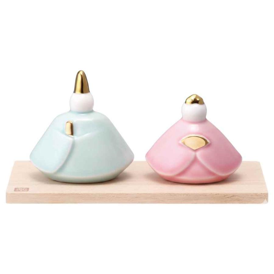 雛人形 コンパクト 陶器 小さい 可愛い/ 釉彩うるみ雛(桃色
