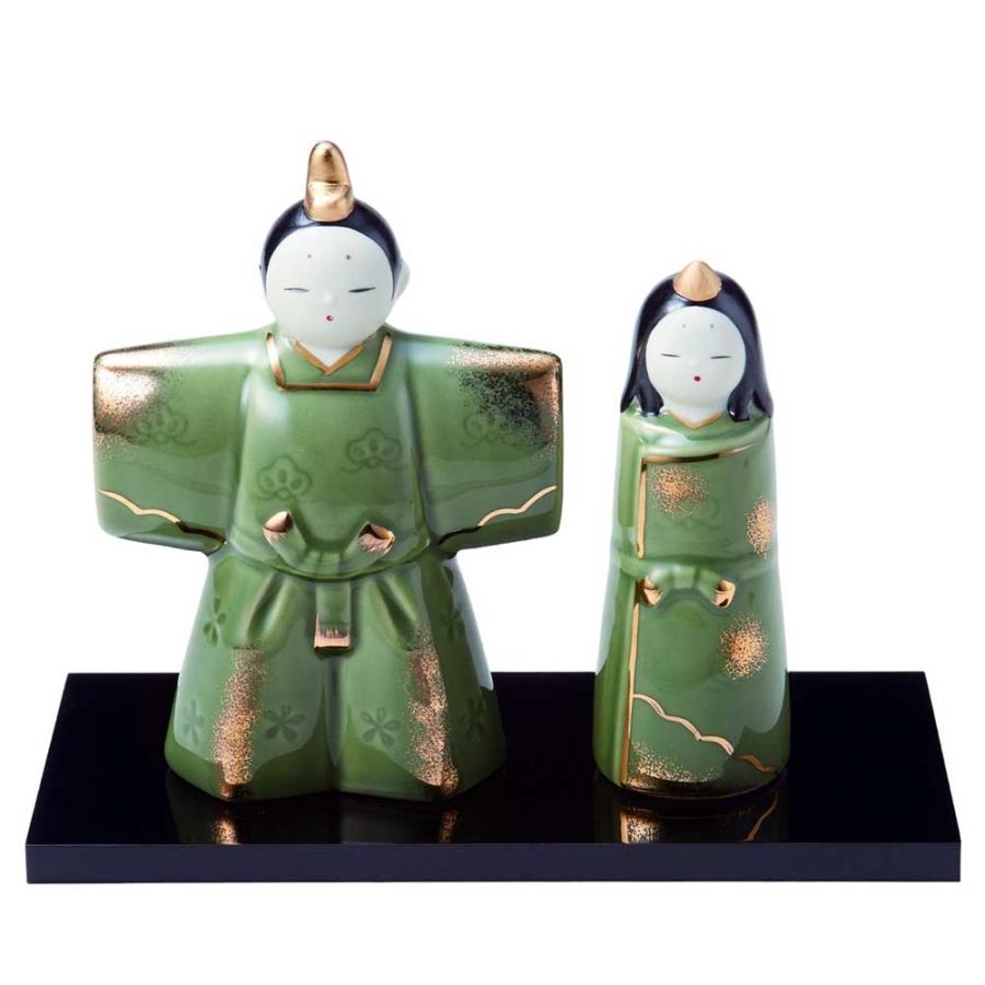 お雛様(大) 陶器 雛人形 コンパクト 陶器 小さい 可愛い ひな人形/ 彩堂 青磁夫婦立雛