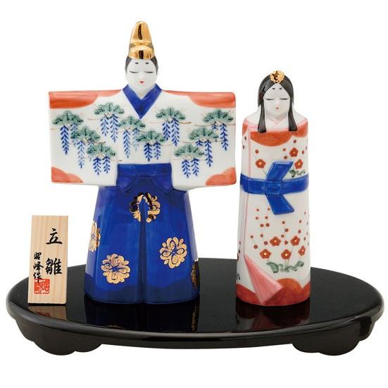 雛人形 コンパクト 陶器 小さい 可愛い ひな人形/ 瑞祥立雛 白磁