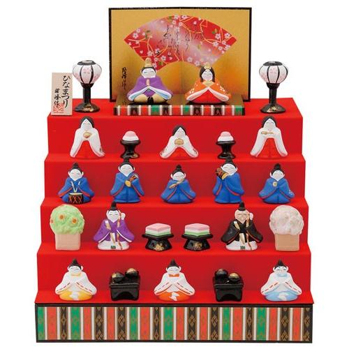 雛人形 コンパクト 陶器 小さい 可愛い ひな人形/ 平安五段雛飾り