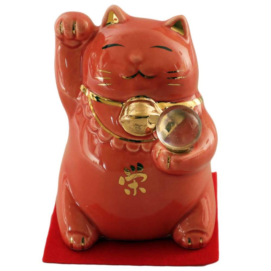 幸福好運を招く、招き猫　開運、風水、スピリチュアル、魔除け、厄除け 風水 招き猫 開運 招福 健康/ 風水玉持ち招き猫 赤 /家庭用 贈り物