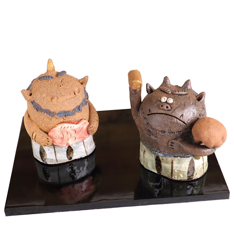 節分 鬼 ペア 笑う門には福来たる 人形師の手造り置物 伊藤仁作/ 福鬼