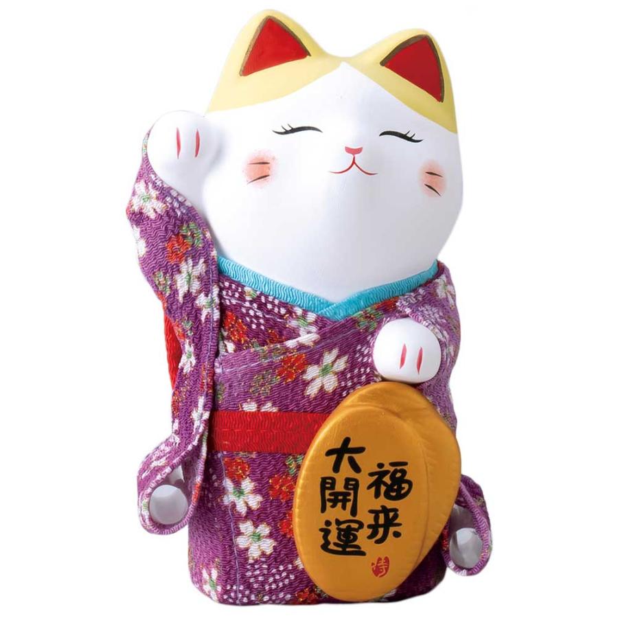 開運 招福 縁起物 おもてなし 商売繁盛 家庭円満/ 着物小判招き猫（福