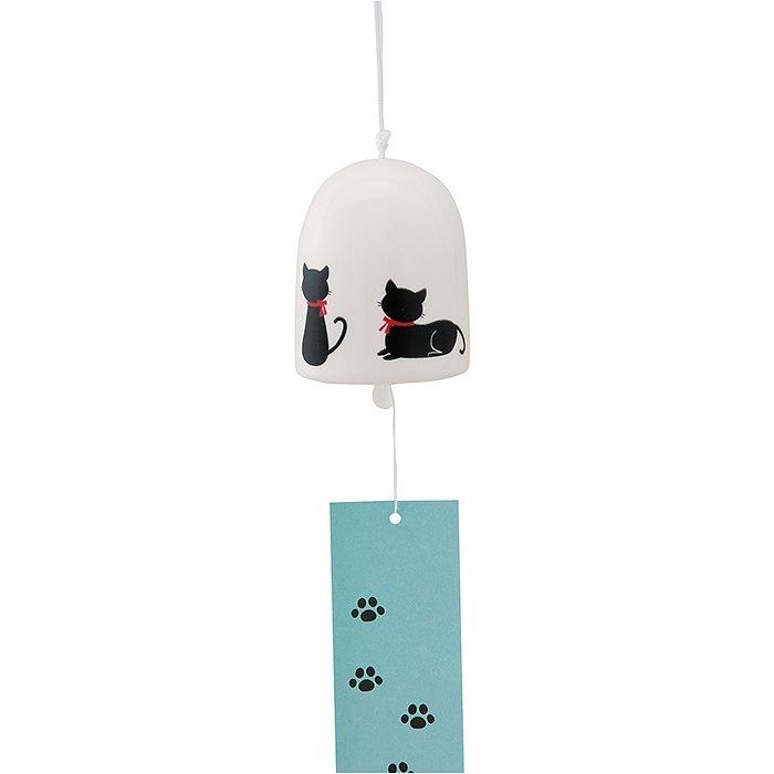 風鈴 陶器/ 丸風鈴（大）黒猫シルエット /夏のインテリア 涼風