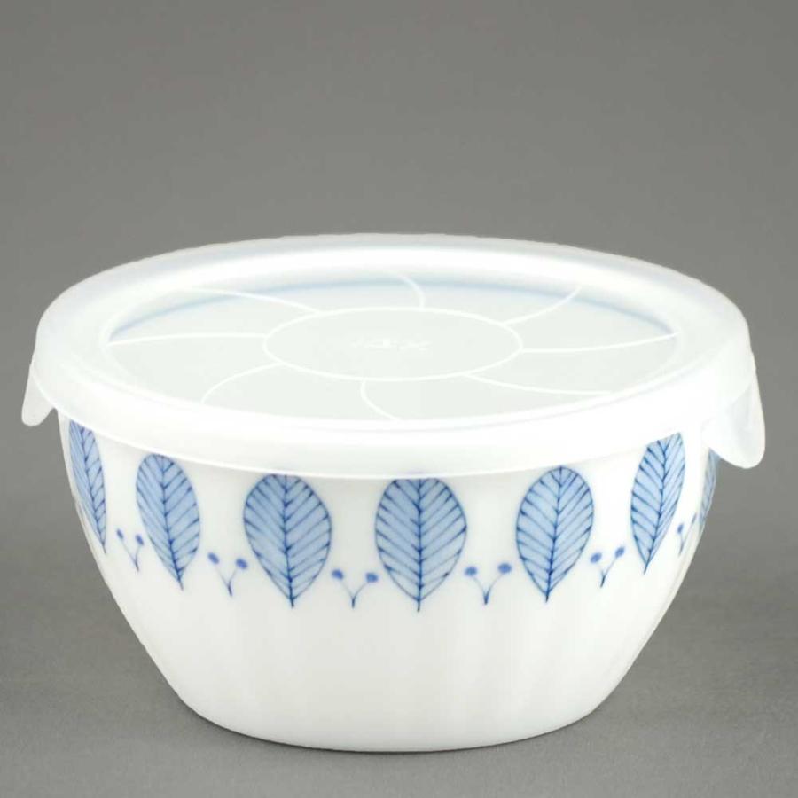 軽量 薄手 白磁 中鉢/ ノンラップ 中鉢 ハーブミント 蓋付 直径13.3cm /食洗機OK 電子レンジOK 家庭用 業務用 ナチュラル食器 | 