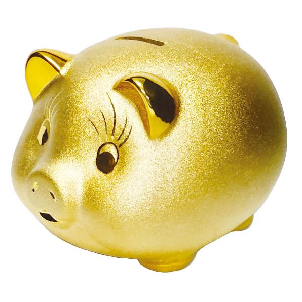 ☆ブタ☆ 貯金箱（縁起、運気抜群） 豚 ゴールド 貯金箱/ 金ブタ貯金箱（大） /粗品 販促 景品 縁起 町内会