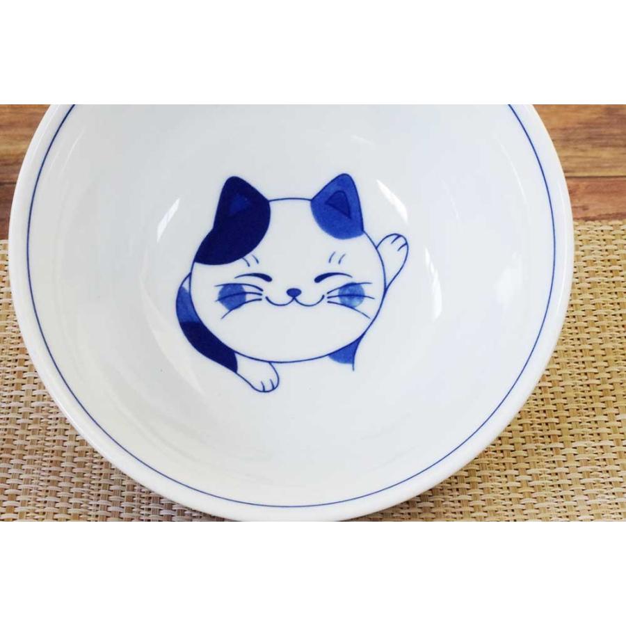 軽量 薄手 中華 どんぶり ラーメン 丼/ ねこちぐらミケ 19cm麺鉢 /猫