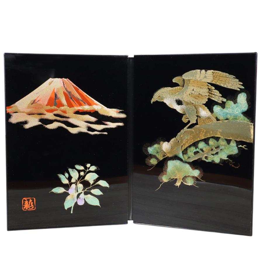 置物用 縁起物 コンパクト 屏風のみ/ 蒔絵屏風 一富士二鷹三茄子