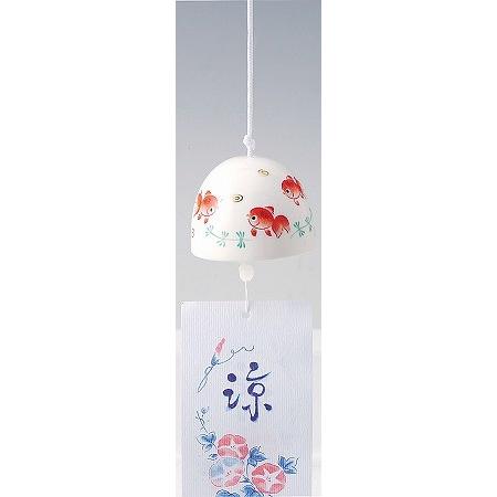 風鈴 陶器/ 丸風鈴 金魚 /夏のインテリア 涼風 クールビズ ポイント