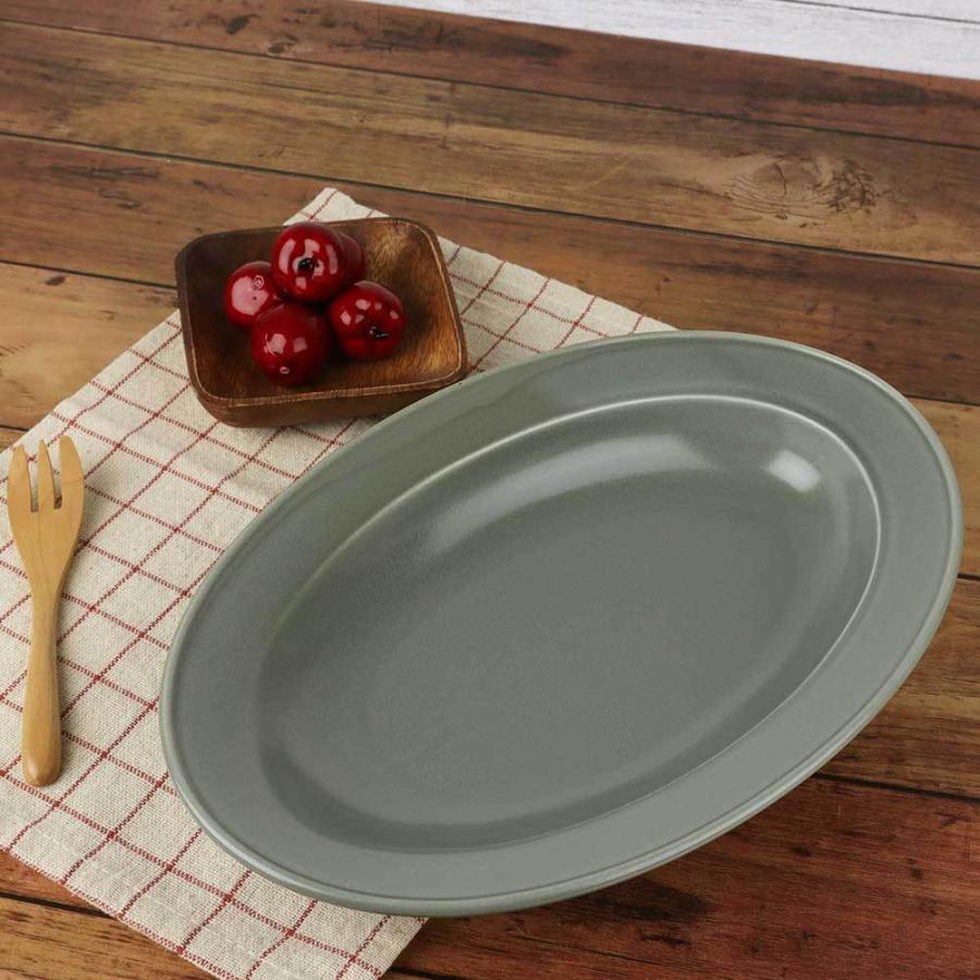 グレーの楕円形皿 約30cm 寄せ易くすくい易い 持ちやすい ライスだけ余るを解決/ 高機能性楕円