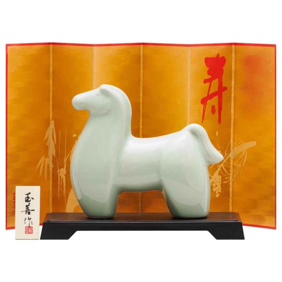 干支 午 置物 馬 うま 2026年/ 水青磁（大） /粗品 販促 景品 縁起
